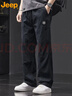 JEEP吉普休閑褲男春秋季純棉寬松直筒褲子男士工裝男褲 黑色 4XL 曬單實(shí)拍圖