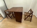 樂(lè )系（LEXI） 折疊餐桌家用小戶(hù)型可移動(dòng)桌椅組合可伸縮吃飯桌子 實(shí)木折疊餐桌-胡桃色120CM長(cháng)+2椅 曬單實(shí)拍圖