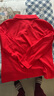 啄木鳥(niǎo)純棉高檔紅色上衣新款氣質(zhì)polo領(lǐng)長(cháng)袖印花修身t恤打底衫女裝 紅色【白天鵝】 2XL 建議125-135斤 曬單實(shí)拍圖