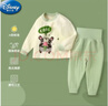 迪士尼（Disney）嬰兒秋冬款套裝高腰護肚男女寶寶秋季分體睡衣秋褲純棉兒童秋衣 綠色熊貓小兔 90cm 曬單實(shí)拍圖