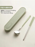 onlycook316不銹鋼便攜餐具 學(xué)生筷子勺子套裝 筷勺靜音收納盒-綠色兩件套 曬單實(shí)拍圖