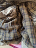 飛鳥(niǎo)和新酒雪花絨拼接格子灰色短外套女2025冬季新款保暖上衣 深灰HCC03 S 曬單實(shí)拍圖