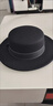 晨陰新款白色秋冬平頂羊毛呢禮帽女平沿英倫百搭黑色男爵士帽子休閑潮 黑色 可調節 曬單實(shí)拍圖