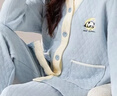 貓人【空氣棉夾層】女士睡衣女秋冬季長(cháng)袖加厚防風(fēng)家居服可外穿藍色XL 曬單實(shí)拍圖