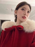 春乏紅色雙面絨呢子大衣女2025秋冬季新款結婚新娘大毛領(lǐng)毛呢外套女 紅色 S 建議105-115斤 曬單實(shí)拍圖