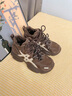 Cmxvz Kabot老爹鞋女2025新款秋冬厚底復古真皮運動(dòng)鞋加絨保暖棉鞋休閑跑步鞋 咖色 35 曬單實(shí)拍圖