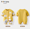 秋冬新款寶寶長(cháng)袖休閑針織連體衣批發(fā)棉紗哈衣萌寶爬爬服連身衣潮 黃色 73cm 曬單實(shí)拍圖