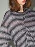 COCOBELLA設計感立體抽褶條紋針織衫毛邊休閑舒適毛衣TS7008 黑紫 L 曬單實(shí)拍圖