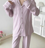 愛(ài)美麗品質(zhì)棉感柔軟舒適寬松親膚翻領(lǐng)長(cháng)袖長(cháng)褲家居服睡衣套裝女M46BWD3 紫色9C0 L 170 曬單實(shí)拍圖