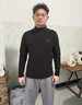 花花公子（PLAYBOY）中年男士桑蠶絲德絨長(cháng)袖t恤秋冬半高領(lǐng)雙面絨內搭修身打底衫上衣 黑色 【保暖親膚】 L 170碼=【115-135斤】 曬單實(shí)拍圖