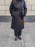 三只小山羊【楊冪同款】長(cháng)赫本 中長(cháng)款 雙面100純羊絨秋冬小個(gè)子大衣女 黑色 M 曬單實(shí)拍圖