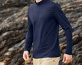 拓路者運動(dòng)速干衣男夏季款戶(hù)外半開(kāi)襟立領(lǐng)長(cháng)袖t恤棉感上衣純色速干t恤 墨藍 2XL 曬單實(shí)拍圖