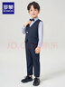 羅蒙兒童禮服男童西裝套裝英倫風(fēng)男寶生日宴西服花童演出服 藏青色120 曬單實(shí)拍圖