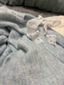 韓系感蕾絲系帶蝴蝶結藍色毛衣女秋冬慵懶露肩內搭可外穿上衣 藍色 均碼 曬單實(shí)拍圖