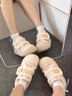加絨棉鞋女新款潮ins韓版百搭魔術(shù)貼鞋子女冬季雪地靴保暖勃肯鞋 米白色 37 曬單實(shí)拍圖