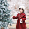 迪士尼（Disney）女童連衣裙新款保暖2025甜美兒童新年加絨加厚公主拜年服寶寶冬裝 新年紅【不含包包】 130  【建議120-130cm】 曬單實(shí)拍圖