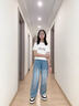 女童直筒牛仔褲秋冬款2025新款兒童加絨褲子女孩大童闊腿褲初中生 藍色【升級版-加絨加厚】 160 曬單實(shí)拍圖