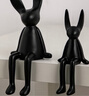 輕鷗馬卡龍創(chuàng  )意卡通坐姿長(cháng)耳兔擺件輕奢客廳電視柜酒柜玄關(guān)裝飾品CSL 黑色長(cháng)耳兔 中+小號套裝 曬單實(shí)拍圖