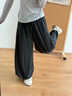 匯媚糯米裙褲女慵懶風(fēng)加厚垂感女士休閑褲2025年冬季新款潮流闊腿女褲 -深灰色--有口袋  加絨 M 建議100-115斤 曬單實(shí)拍圖
