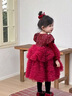 G.duck小黃鴨童裝女童小香風(fēng)亮片網(wǎng)紗蛋糕裙兒童公主裙冬女孩加絨連衣裙 紅色加絨小香風(fēng) 90 cm 曬單實(shí)拍圖