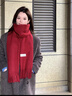 VISTIMAC紅色圍巾冬季2025新款高級感百搭保暖披肩外搭情侶圍脖男新年禮物 棗紅 曬單實(shí)拍圖