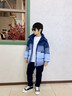 G.duck小黃鴨男童羽絨棉服中大童加厚漸變棉衣男童短款保暖棉襖洋氣 淺藍色加厚版 尺碼標準 130 建議身高115-125cm 曬單實(shí)拍圖