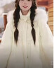 森女部落原創(chuàng  )甜美風(fēng)狐耳連帽蝴蝶結羽絨服冬2024新款秋冬女裝 米白色（單件） 單件 M 曬單實(shí)拍圖
