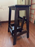 家逸實(shí)木梯凳家用折疊凳多功能廚房凳子兩用創(chuàng  )意爬梯登高凳臺階凳子 胡桃色橡膠木 二步梯 曬單實(shí)拍圖