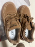 人本（RENBEN）加絨小麥色板鞋女2025冬季爆款韓式復古休閑厚底學(xué)生保暖二棉板鞋 曬單實(shí)拍圖