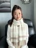 viney綿羊毛圍巾女冬季保暖格子圍脖長(cháng)款披肩生日情人節禮物送女友老婆 【米白禮盒裝】新年送女生 兩用外搭高顏值時(shí)尚輕奢 曬單實(shí)拍圖
