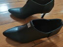 啄木鳥(niǎo)真皮尖頭短靴女細跟高跟鞋2026新款冬季深口單鞋百搭時(shí)尚水鉆單靴 黑色 38 曬單實(shí)拍圖
