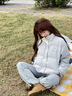 韓璐嬌（hanlujiao）羽絨棉服女短款2025冬季新款寬松學(xué)生保暖面包服洋氣可愛(ài)棉衣外套 淺藍色 S 曬單實(shí)拍圖