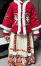 安妮優(yōu)兒（Anneyol）女童漢服秋冬裝新年拜年服套裝兒童加厚明制馬面裙唐裝 紅色 160 曬單實(shí)拍圖