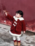 迪士尼（Disney）女童外套秋冬季毛毛衣女寶寶2025新款洋氣可愛(ài)加厚保暖加絨冬裝潮 紅色 90 cm 曬單實(shí)拍圖