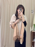 啄木鳥(niǎo)2025新款羊毛雙面素色圍巾女韓版情侶中長(cháng)款圍脖秋冬保暖拼色披肩 米-駝雙面 曬單實(shí)拍圖
