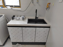鍇源巖板廚房櫥柜家用簡(jiǎn)易一體不銹鋼灶臺柜PET門(mén)整體廚柜租房水槽柜 1.1米長(cháng)單盆款【可選左右】 曬單實(shí)拍圖