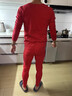 莫代爾紅色本命年保暖內衣套裝男士馬年衣服冬羊絨徳絨低領(lǐng)保溫秋衣秋褲 【男士】套裝-中國紅+內褲2條+襪子2雙  2XL (適合150-170斤) 曬單實(shí)拍圖