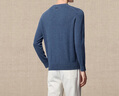 鄂爾多斯1980秋冬純羊絨圓領(lǐng)基礎休閑羊絨衫 絨藍-25 M 170/92A 曬單實(shí)拍圖