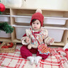 班喜迪嬰兒衣服冬裝嬰幼兒連體衣新中式寶寶周歲禮服冬季小月齡外出爬服 紅色 80cm 曬單實(shí)拍圖