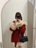 妤遇（YUUZYUUS）品牌女裝毛呢外套女2026冬季新款雙面斗篷小個(gè)子高端高級感大衣 貴族紅 M 曬單實(shí)拍圖