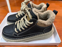 百麗休閑保暖高幫鞋男2026新春季商場(chǎng)款厚底增高工裝板鞋8ZY11AD6 黑色（高幫絨里） 40 曬單實(shí)拍圖