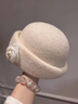 爾山集千金風(fēng)山茶花珍珠禮帽女秋冬季赫本風(fēng)顯臉小貝雷帽法式高級感盆帽 山茶花小圓帽【白色】 曬單實(shí)拍圖