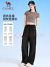 駱駝（CAMEL）速干工裝女褲戶(hù)外登山旅行休閑梭織長(cháng)褲 J25BAYL6079 幻影黑 L 曬單實(shí)拍圖