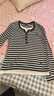 納維凱爾意大利小帆船女士時(shí)尚修身條紋假兩件長(cháng)袖T恤2315005502 藍白 XL  曬單實(shí)拍圖