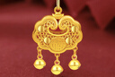 中國黃金（CHINA GOLD）平安鎖黃金項鏈男女足金吊墜長(cháng)命鎖掛墜新年節送生日禮物嬰兒寶寶 【今/次日達】平安鎖吊墜【紅繩】約1.5g 曬單實(shí)拍圖