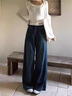棉致加絨加厚高腰直筒牛仔褲女秋冬季新款小個(gè)子寬松顯瘦闊腿休閑褲子 1064藍色【加絨高品質(zhì)】 L 110-120斤 曬單實(shí)拍圖