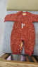 乖奇熊男女寶寶夾絲棉保暖連體衣秋冬季嬰幼兒居家哈衣爬服紅色周歲年服 曬單實(shí)拍圖