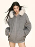 AAISUP美式學(xué)院風(fēng)連帽毛領(lǐng)衛衣女2025年秋冬加厚韓版寬松百搭顯瘦外套潮 灰色 S (80-100);15天內發(fā)貨 曬單實(shí)拍圖