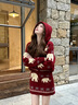柯蘭娜大紅色針織衫提花毛衣套裝女過(guò)年新年拜年服穿搭半身裙兩件套秋冬 紅色兩件套 均碼 （80-135斤） 曬單實(shí)拍圖