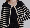 百圖betu女裝秋季新款毛針織衫圓領(lǐng)條紋拼色開(kāi)衫外套女2409T38 黑白條 L 曬單實(shí)拍圖